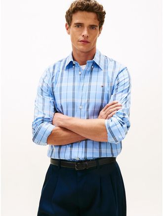 Tommy Hilfiger Mens Regular Fit Windowpane All-Day Shirt - Blue - XXXL