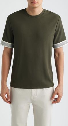 Reiss Aries Textured Contrast Cuff T-Shirt in Dark Forest Green at Nordstrom, Size Xx-Large