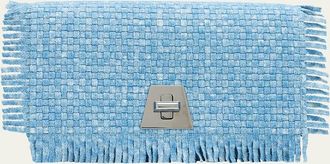 Akris Anouk Fringed Woven Cotton Twill Clutch Bag