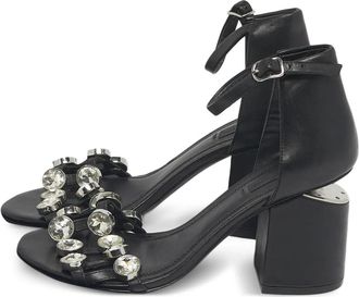 Alexander Wang Sandali Abby in pelle con cristalli - Nero