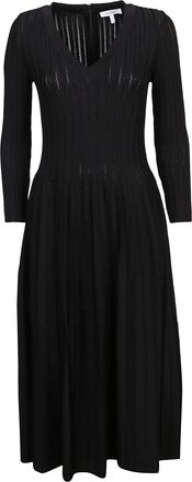 Casasola Pointelle V-Neck Viscose Midi Dress