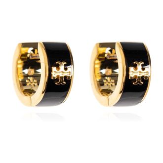 Tory Burch Kira Huggie Oorbellen - Dames - Oorbellen - Zwart - ONE Size - Accessoires