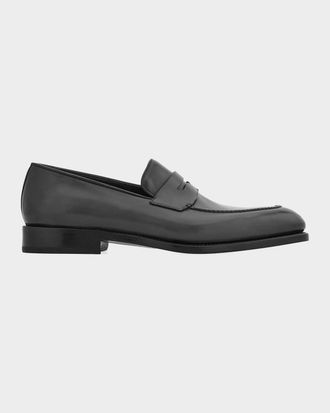Ferragamo Men & apos;s Brandy Tramezza Leather Penny Loafers