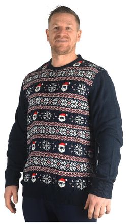 KAM Big Mens Navy Blue Snowflake Christmas Jumper Sweater Cotton Festive Xmas Knitwear Novelty for Sizes 2XL 3XL 4XL 5XL 6XL 7XL 8XL, Size : 3XL