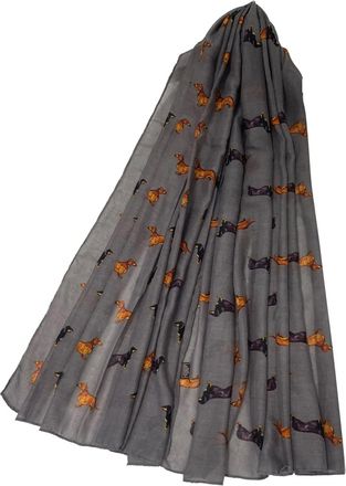 Generic Furever Gifts Sausage Dog Dachshund Print Ladies Scarf Grey 180 x 90cm 1 Piece