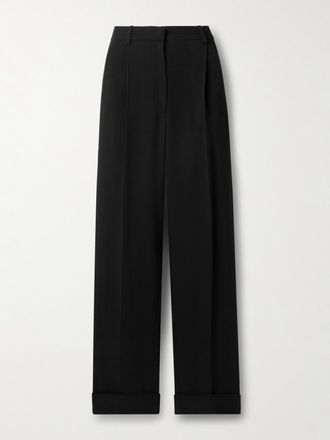 The Row Pantaloni A Gamba Larga In Cady Con Pinces Tor - Nero