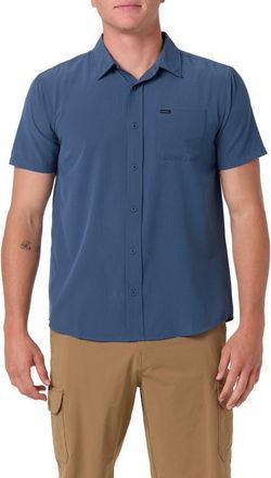 O'Neill TRVLR Perforated Performance Short Sleeve Button Up Shirt in Dark Slate at Nordstrom, Size Xx-Large