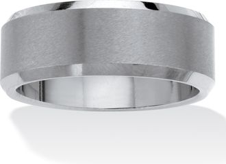 Palm Beach Jewelry Mens Tungsten Brushed Finish Bevel Edge Wedding Band