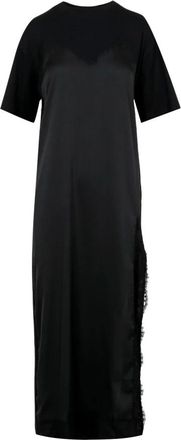 Msgm Lange Zwarte Maxi Jurk - Dames - Maxi kleedjes - Zwart - S - Katoen - Kleedjes