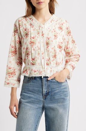 D&ocirc;en Hillock Floral Organic Cotton Voile Top in Lantana Floral at Nordstrom, Size Xx-Small