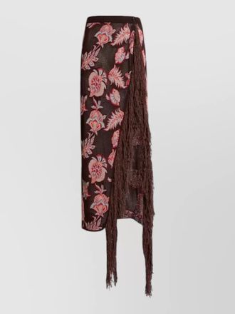 Etro knit skirt asymmetric hem floral jacquard