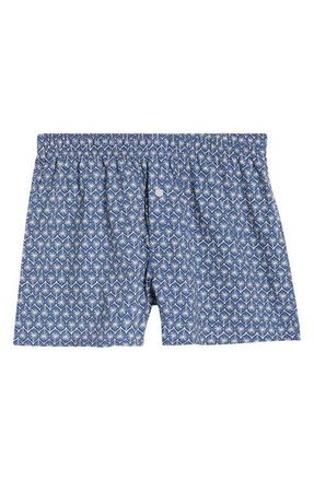 Nordstrom Modern Woven Stretch Cotton Boxers in Blue Bijou Geo Palms at Nordstrom, Size Xx-Large
