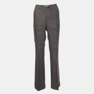 Moschino Cheap And Chic Brown Linen Flared Trousers