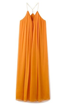 Mango Flowy Chiffon Maxi Dress in Orange at Nordstrom, Size 2