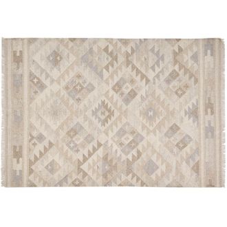 Miliboo Alfombra Bereber Beige Con Motivos De Lana Y Algod&oacute;n 160 X 230 Cm Maka&iuml;