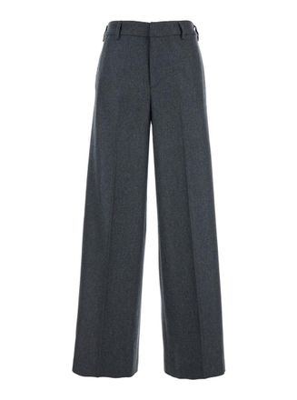 Pantaloni Torino Lorenza Grey Pants With Front Pences In Wool And Cashmere Stretch Woman