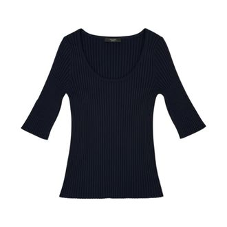 Max Mara Round-neck Knitwear, female, Blue, Size: M Guglia Round-neck Knit