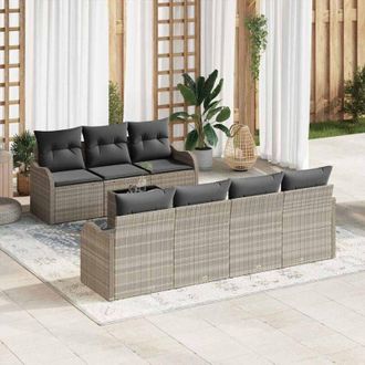 vidaXL Vidaxl - Conjunto De Sof&aacute; De Jard&iacute;n 8 Pcs Gris Claro 55 X 55 X 37 Cm