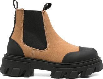 Ganni lug-sole chelsea boots - women - Rubber/Leather - 36 - Brown