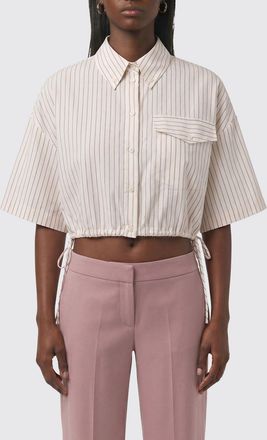 Patrizia Pepe Camicia cropped in misto viscosa a righe
