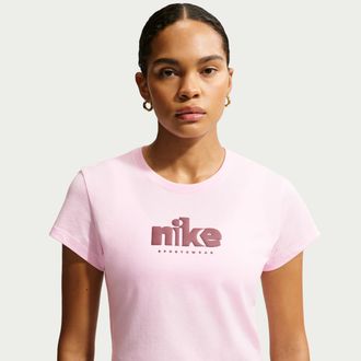 Nike Womens Nike Sportswear Club Short-Sleeve T-Shirt in Pink | IH7448-663