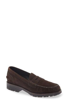 Rag & Bone Corey Lug Sole Penny Loafer in Brown Suede at Nordstrom, Size 38.5