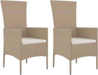 vidaXL Sillas De Jard&iacute;n Con Cojines 2 Unidades Rat&aacute;n Sint&eacute;tico Beige Vidaxl