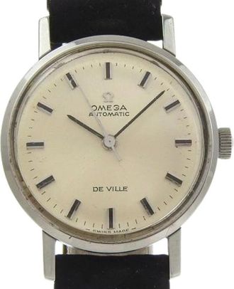 Omega Pre-owned De Ville Stainless Steel Automatic - Dames - Vintage Horloges - Grijs - ONE Size - Leer - Vintage