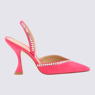 Stuart Weitzman Fuchsia Leather Gemcut Xcurve Pumps
