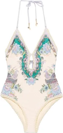 Zimmermann Cream Floral Swimwear