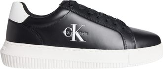 Calvin Klein Mens Chunky Mono Leather Cupsole Trainers, Black (Black/Bright White), 9
