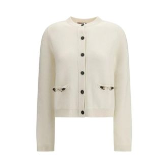 Gucci Truien & Vesten, Dames, Beige, M, Wol, Wollen Gebreid Vest met Knopen