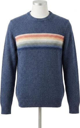Faherty Heirloom Crewneck Sweater In Navy Lake Torch Stripe