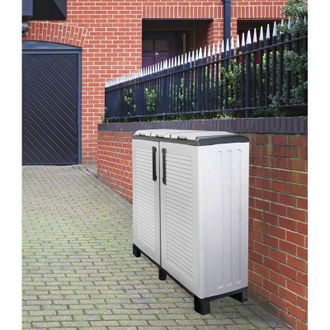 Dmora Dmora - Armario De Basura Para Exteriores O Internos, Puerta M&oacute;vil 3 Bolsas A 2 Puertas, 100% Made In Italy, 68x37h90 Cm, Color Gris Claro Y Tapas De 