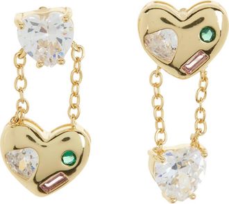 Eye Candy Los Angeles Two-Tone Heart Mismatched Earrings in Gold at Nordstrom Rack
