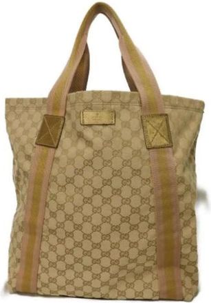 Gucci Pre-owned Tote Bags, female, Beige, Size: ONE SIZE Pre-owned Canvas gucci-bags