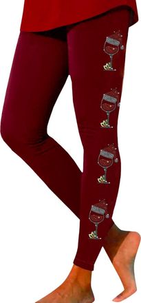 Generic Christmas Leggings for Women UK High Waisted Tummy Control Leggings Workout Running Tights Xmas Costume Tights Thermal Legging for Party Prom Plus Siz
