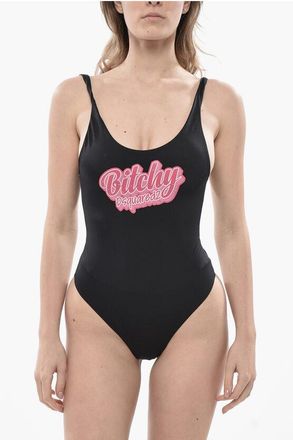 Dsquared2 Solid-Color One-Piece Swimsuit with Rhinestone-Embellished P size 42