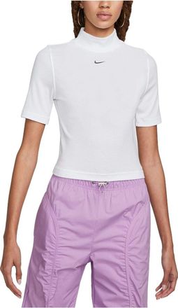 Nike (WMNS) Nike Sportswear Essentials Ribbed Turtleneck Short Sleeve Top White DV7959-100