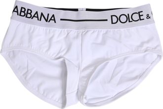 Dolce & Gabbana Womens White Nylon Logo Waistband Shorts Underwear Elastane