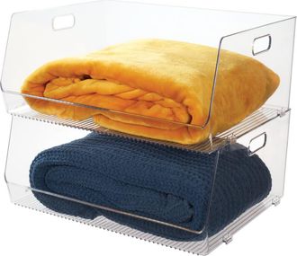 iDesign Stackable Open-Front Bin with Handles, Set of 2, Clear, Made in USA at Nordstrom