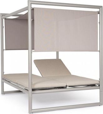 Konte Design Daybed de aluminio gris topo con tumbonas reclinables beige