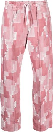 Marcelo Burlon geometric-print wide-leg trousers - men - Cotton/Polyester/Polyester/Cotton - L - Pink
