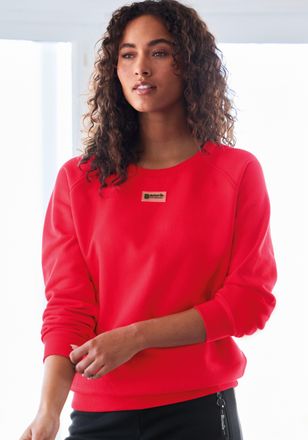 Bench Sweatshirt BENCH. LOUNGEWEAR, Damen, Gr. 32/34, rot, Sweatware, Obermaterial: 60% Baumwolle, 40% Polyester, unifarben, bequem h&uuml;ftlang, Rundhals, Ripp