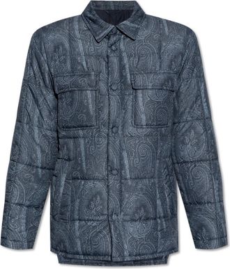 Etro Gewatteerde Jas met Zakken - Heren - Zomerjassen - Blauw - S - Leer - Jassen