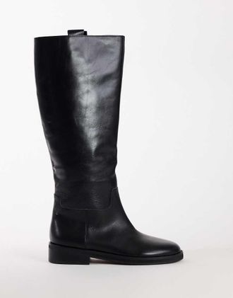 Topshop stivale da equitazione Penelope in vera pelle nero