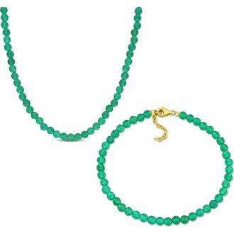 Delmar Beaded Green Onyx Bracelet & Necklace Set at Nordstrom Rack