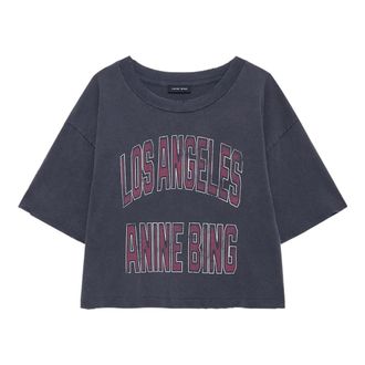 Anine Bing T-Shirts, male, Black, Size: XS Johnny Cropped Tee