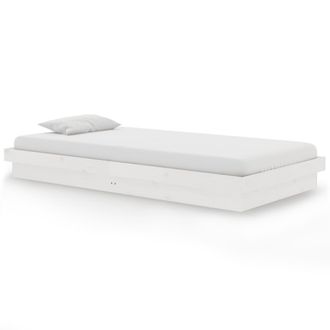 vidaXL Estructura De Cama Sin Colch&oacute;n Madera Maciza Blanco 100x200 Cm Vidaxl
