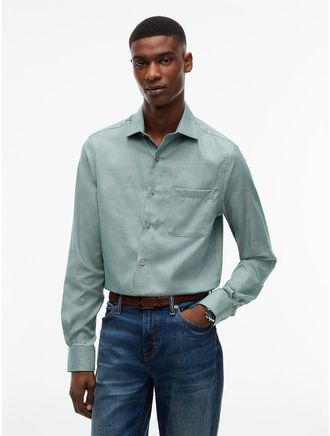 Tommy Hilfiger Mens Regular Fit THFlex Dress Shirt - Hunter Green - 14.5/32-33